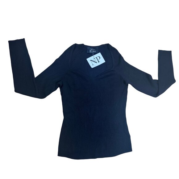 NWT Nina Parker Plus Ribbed Rayon Pullover Sweater Black Size 1X - Picture 4 of 4